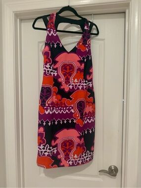 Muse Pink Orange Purple Black Floral Print graphic dress
